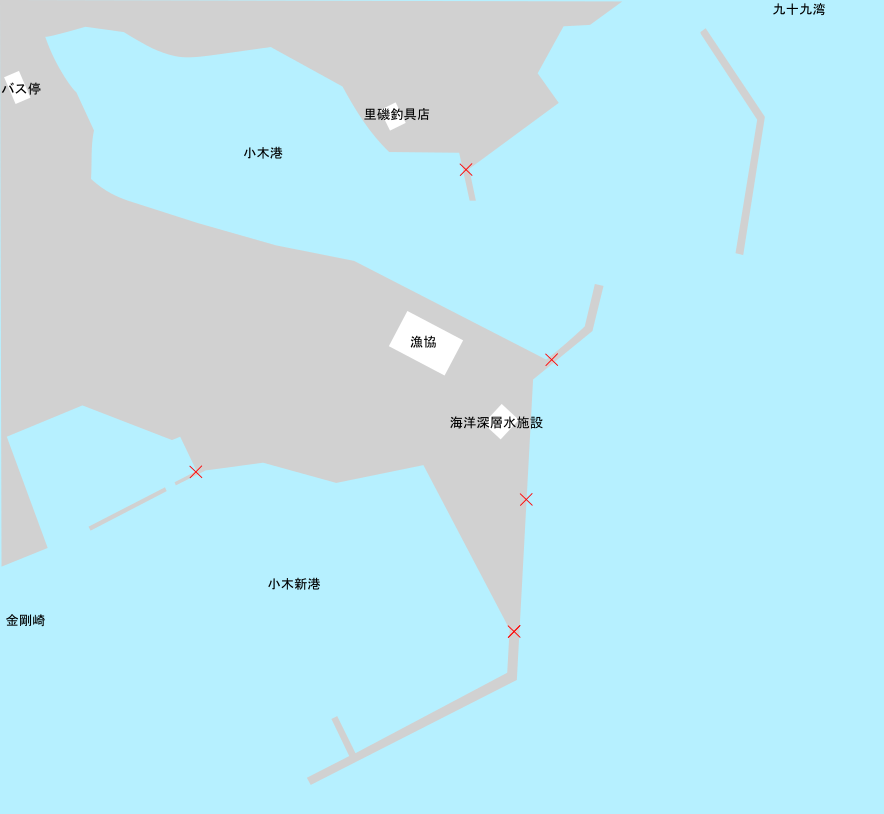 石川県能登小木港の釣り場立入禁止エリア